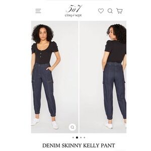 Cinq a Sept Kelly Cargo‎ Denim Pants Women's Size 4 Dark Wash